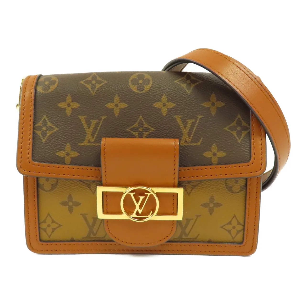 LOUIS VUITTON Mini Dauphine M45959 Shoulder Bag Coated Canvas 棕色