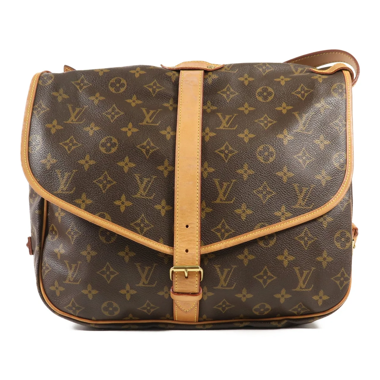 LOUIS VUITTON Saumur M42254 肩背包 塗層帆布 棕色 / Brown 塗層帆布 中古品B - 縮圖 2