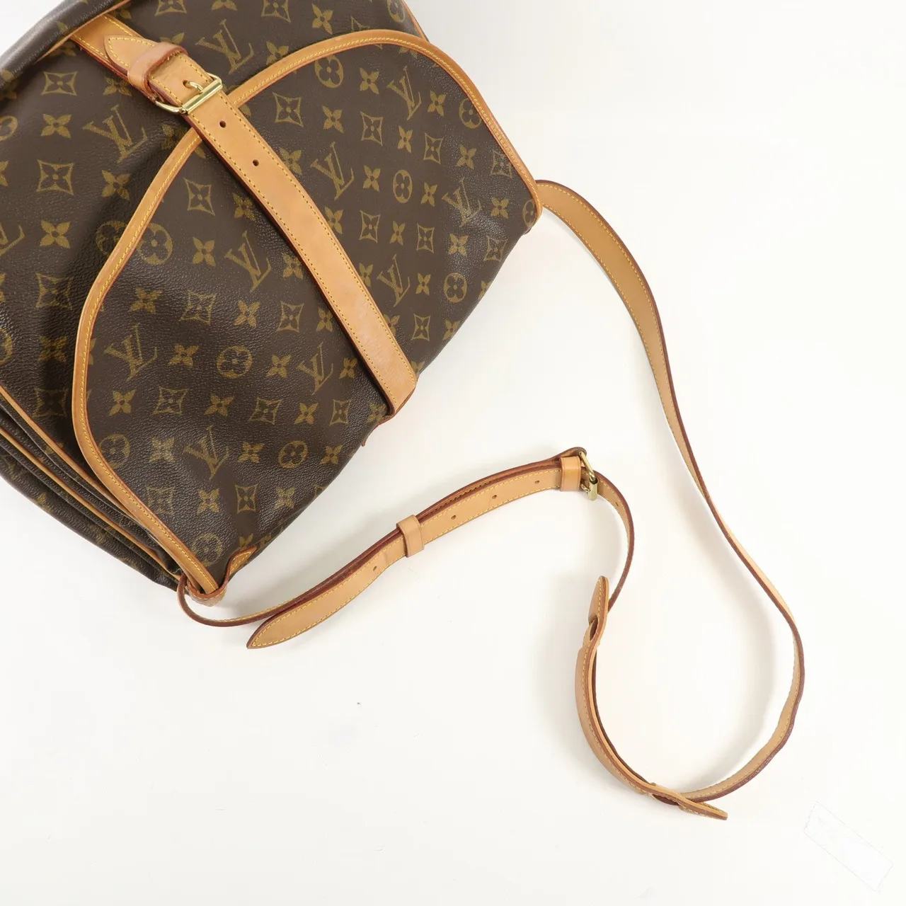 LOUIS VUITTON Saumur M42254 肩背包 塗層帆布 棕色 / Brown 塗層帆布 中古品B - 縮圖 10