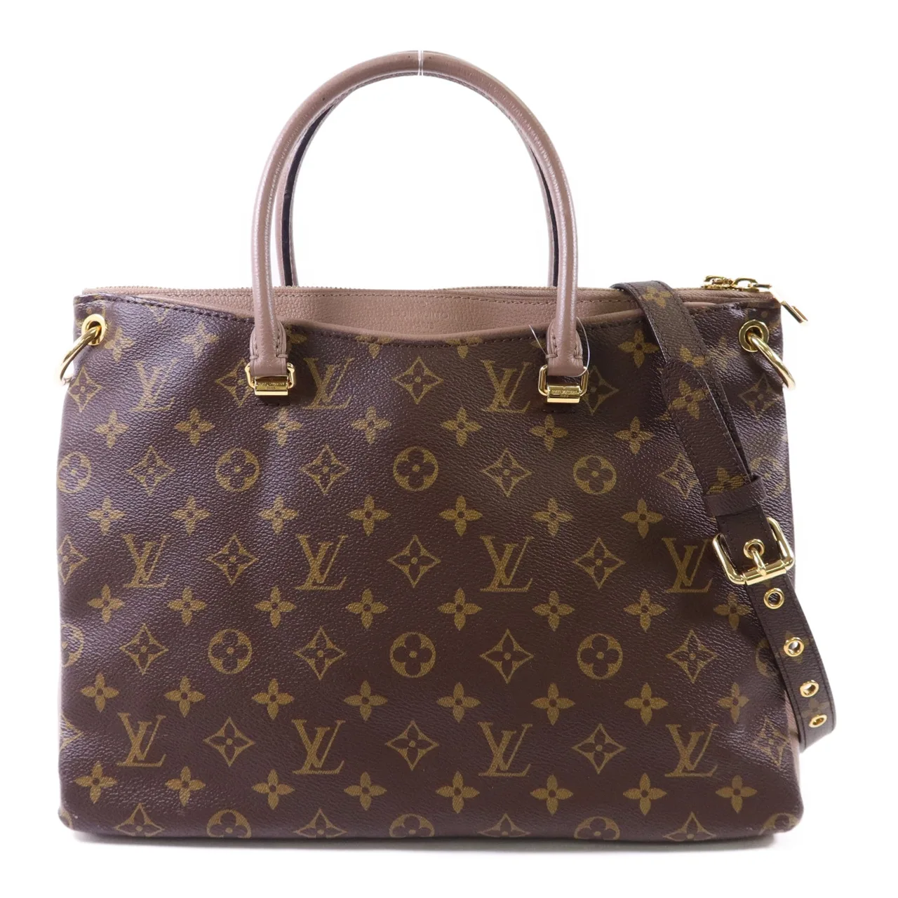 LOUIS VUITTON Pallas M43458 2-Way Bag Coated Canvas 棕色