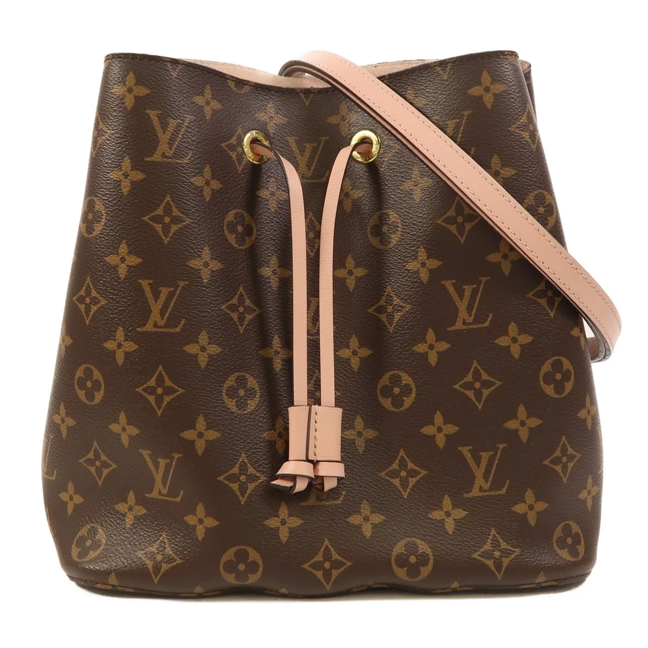 LOUIS VUITTON NeoNoe M44022 肩背包 塗層帆布 棕色 / 粉色 / Pink