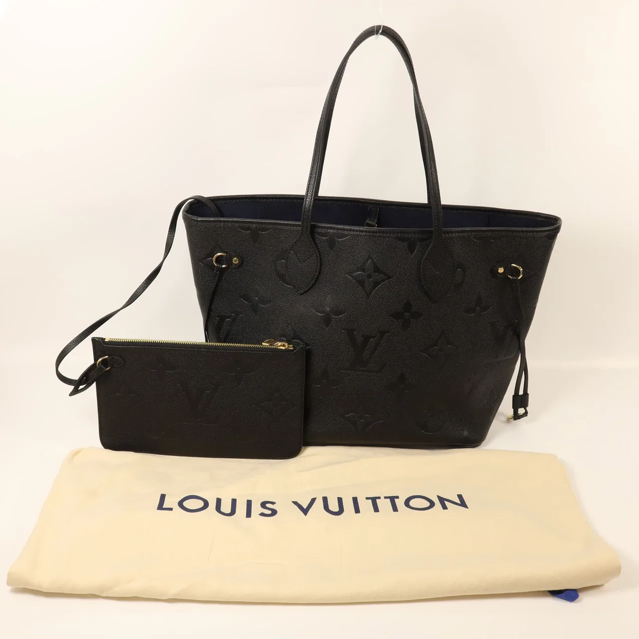 LOUIS VUITTON Neverfull M45685 Tote Bag Calfskin 黑色 / Black Calfskin Rank A - Thumbnail 9