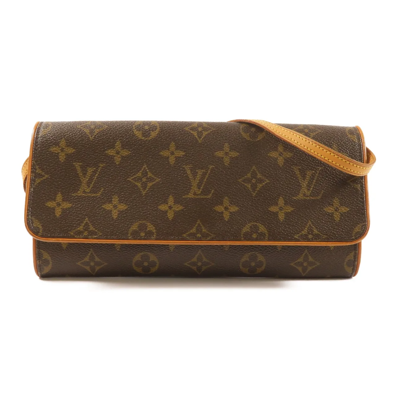LOUIS VUITTON Pochette Twin M51852 Shoulder Bag Coated Canvas 棕色