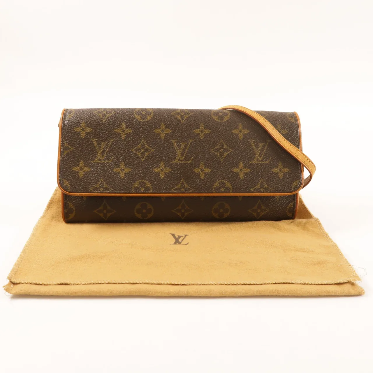 LOUIS VUITTON Pochette Twin M51852 Shoulder Bag Coated Canvas 棕色 Coated Canvas Rank B - Thumbnail 9