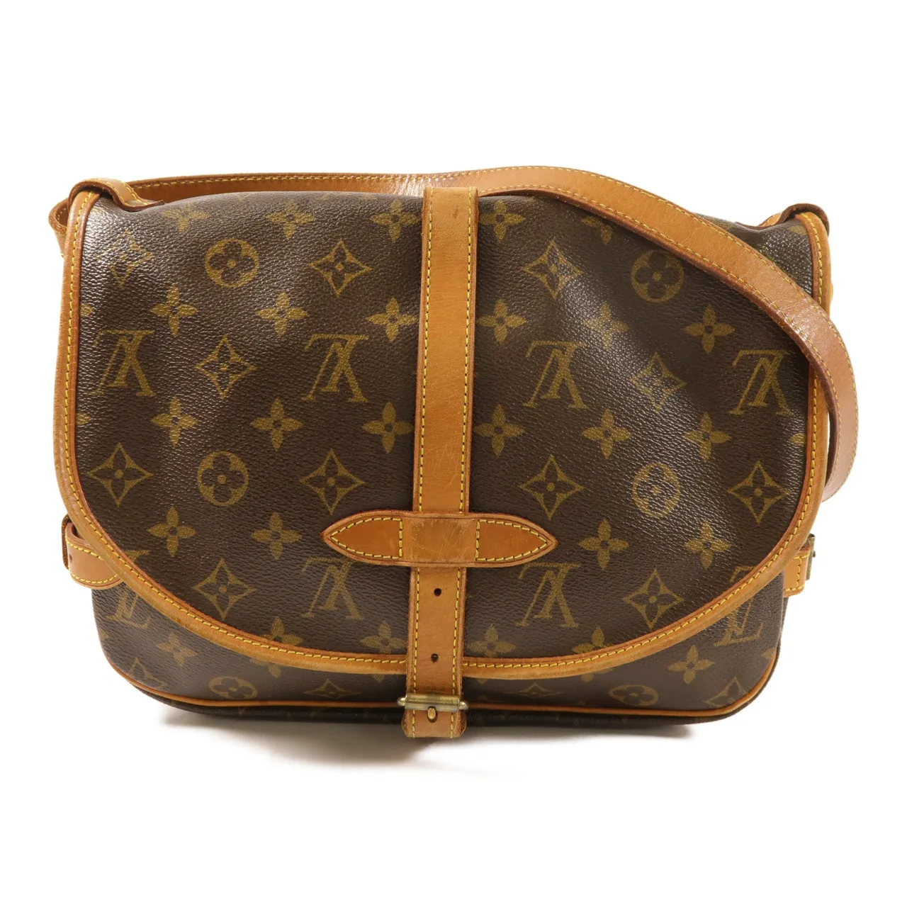 LOUIS VUITTON Saumur M42256 Shoulder Bag Coated Canvas 棕色