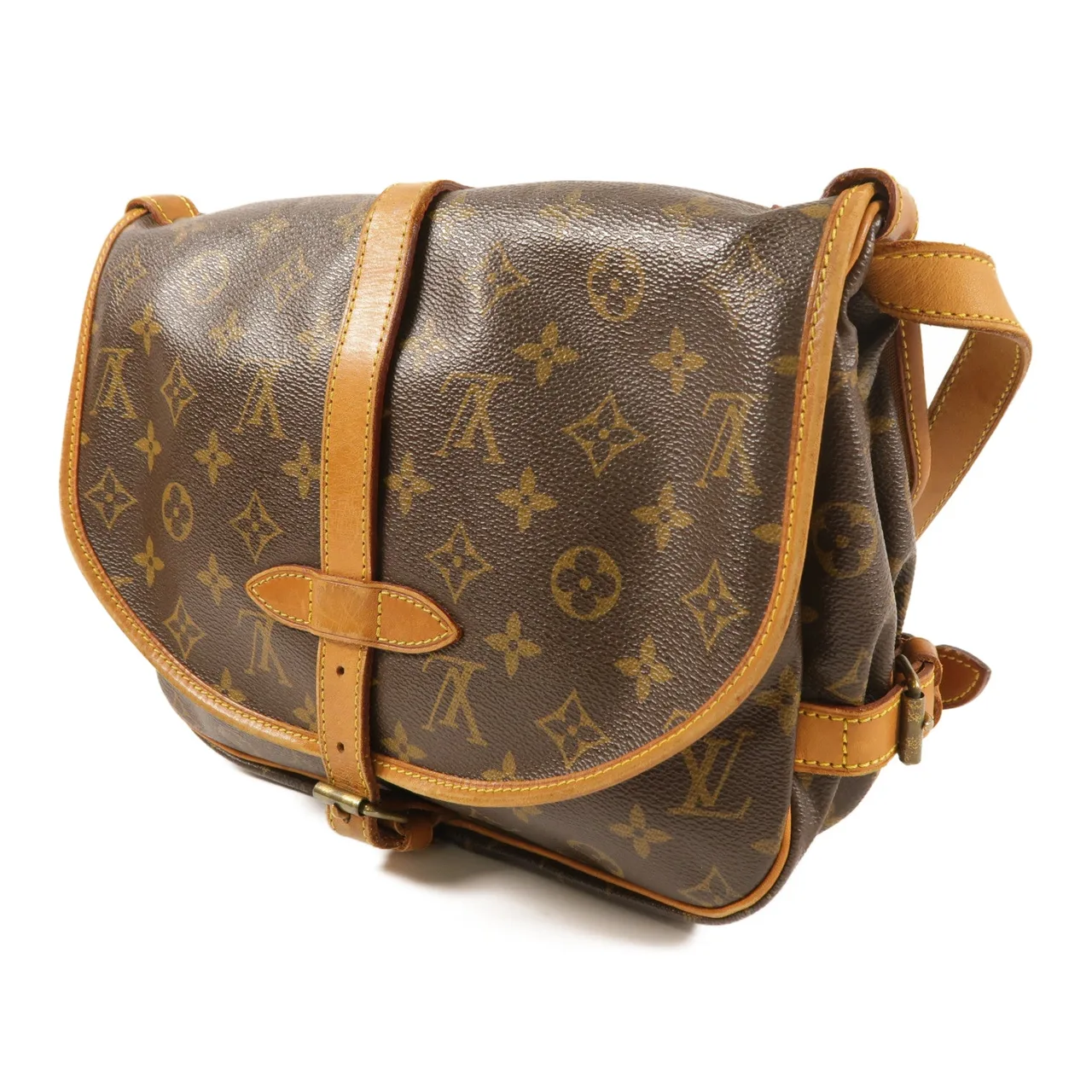 LOUIS VUITTON Saumur M42256 肩背包 塗層帆布 棕色 塗層帆布 中古品B - 縮圖 3