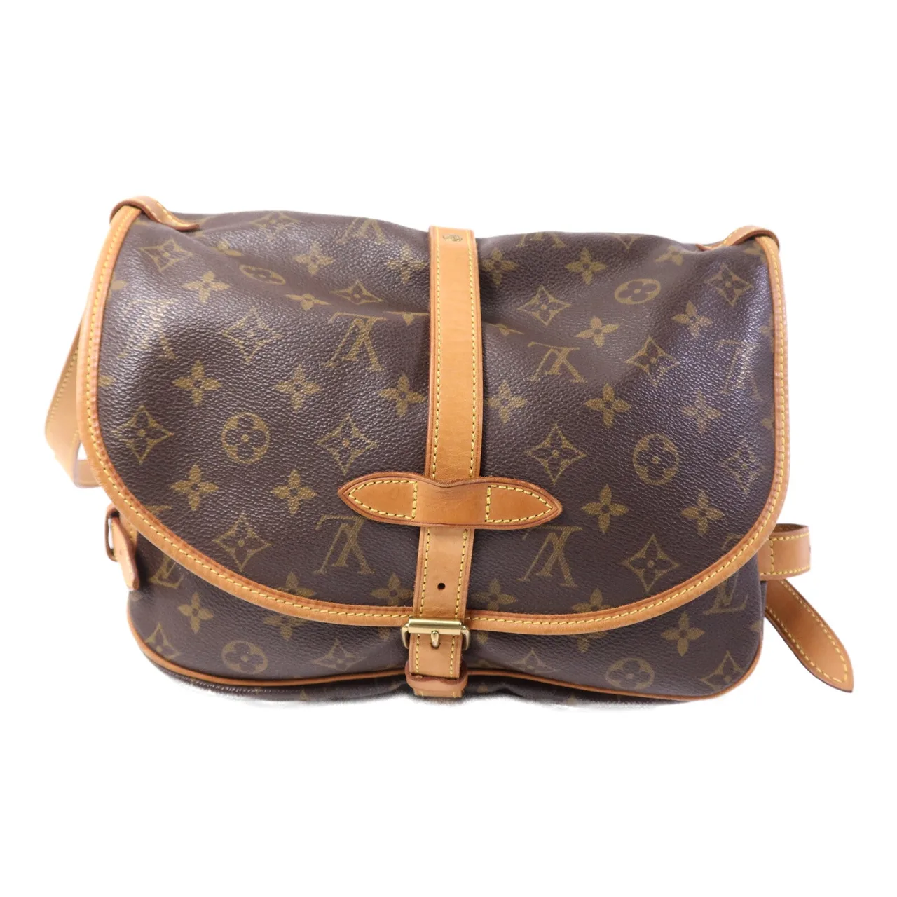 LOUIS VUITTON Saumur M42256 肩背包 塗層帆布 棕色 / Brown 塗層帆布 中古品B - 縮圖 2