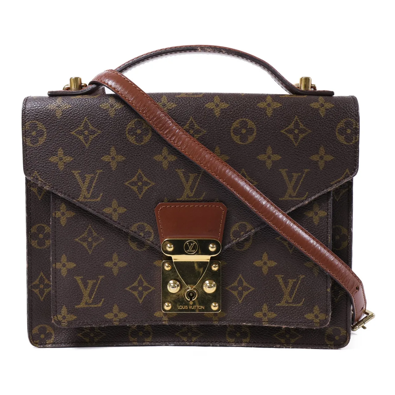 LOUIS VUITTON Monceau M51185 2-Way Bag Coated Canvas 棕色
