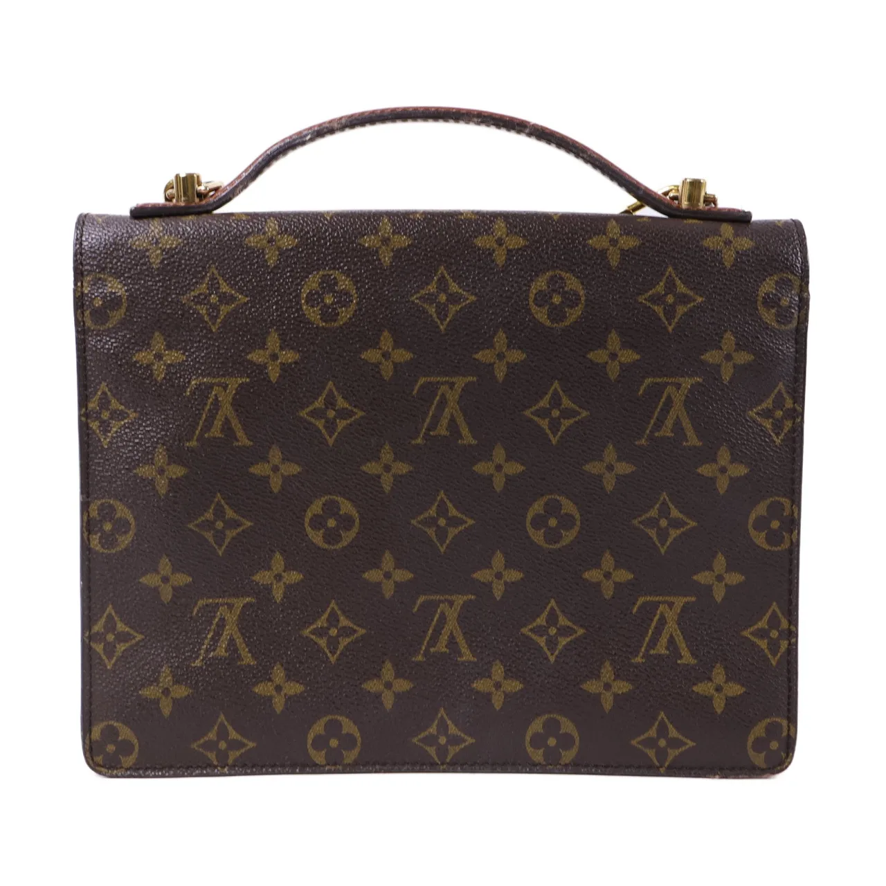 LOUIS VUITTON Monceau M51185 兩用包 塗層帆布 棕色 塗層帆布 中古品B - 縮圖 2