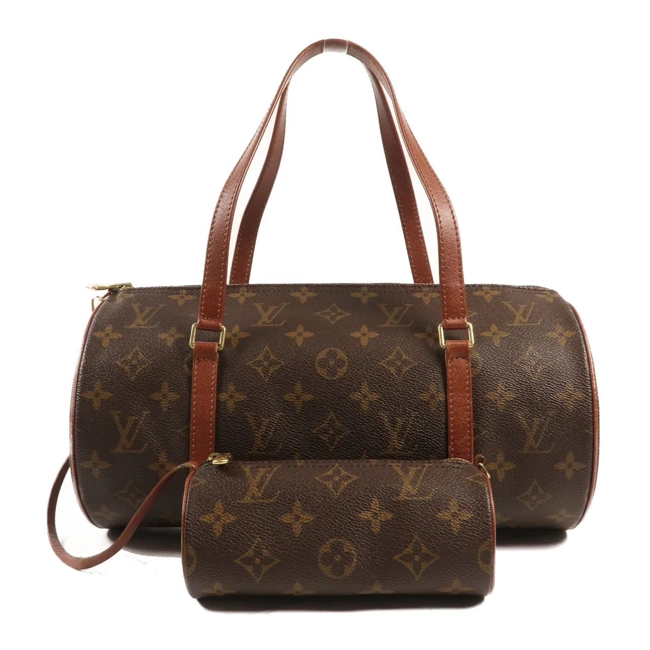LOUIS VUITTON Papillon Shoulder Bag Coated Canvas 棕色