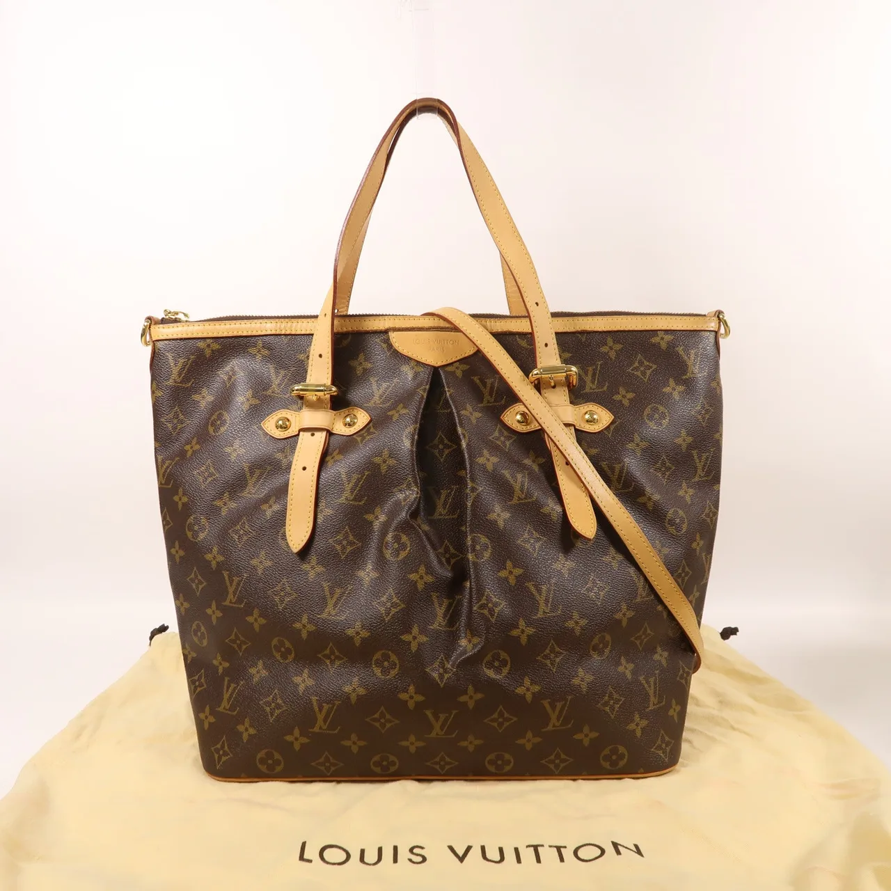 LOUIS VUITTON Palermo M40146 兩用包 塗層帆布 棕色 塗層帆布 中古品B - 縮圖 9