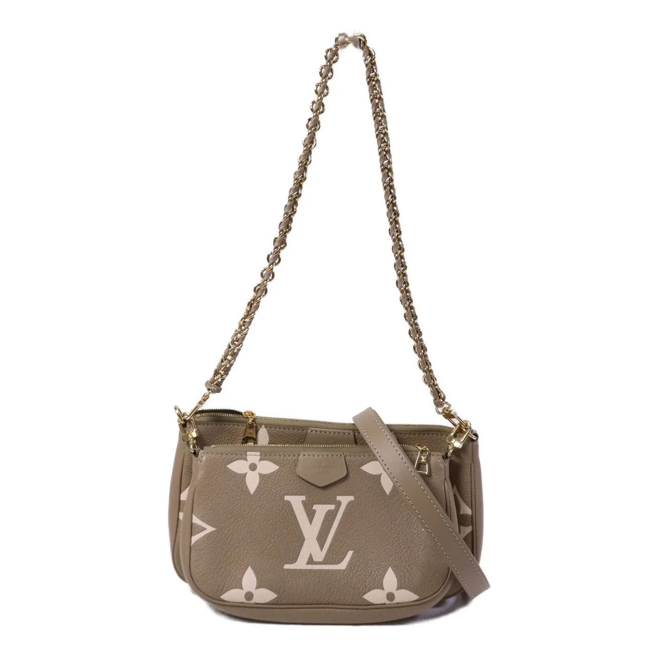 LOUIS VUITTON Multi Pochette M22670 2-Way Bag Calfskin 灰色 / Khaki Cream