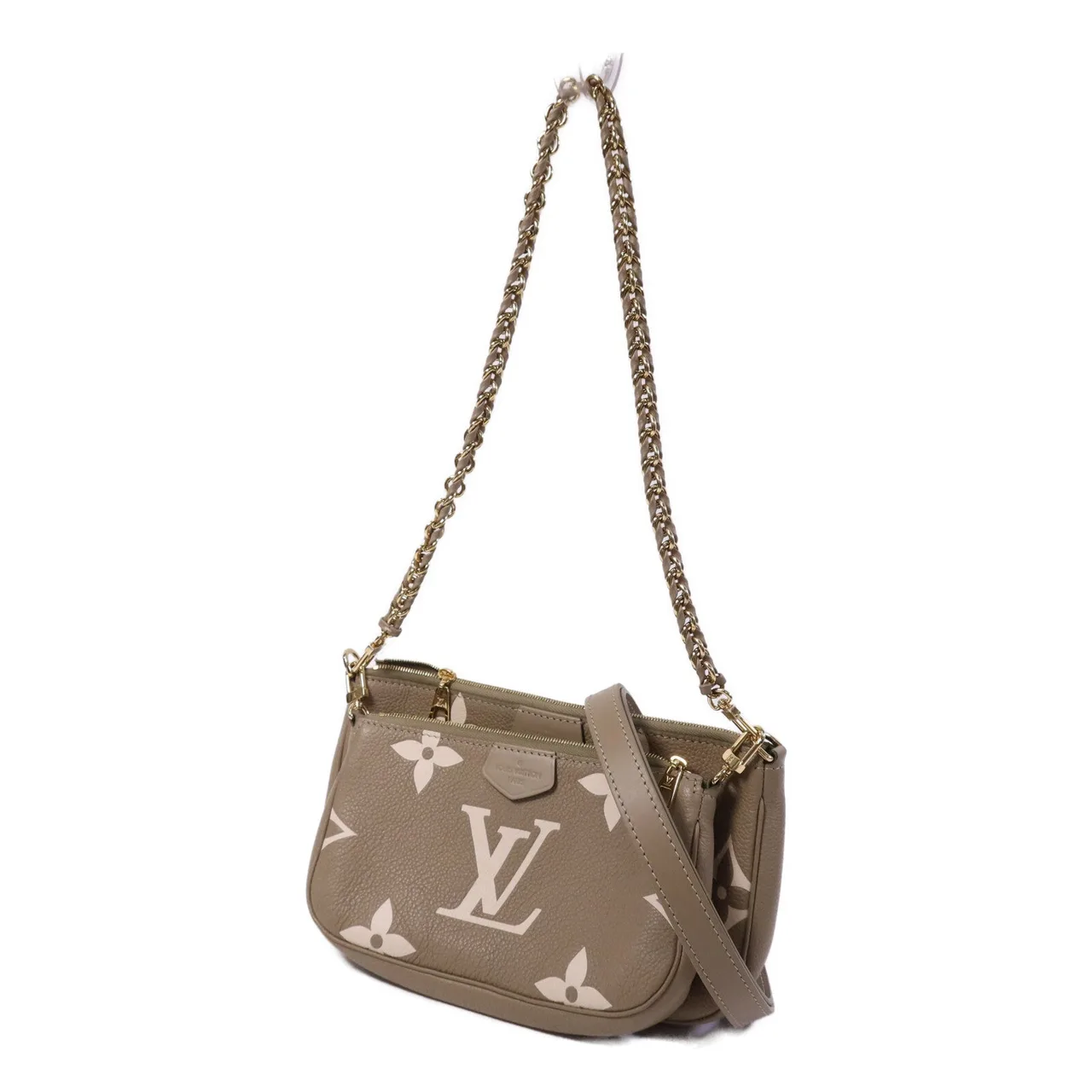 LOUIS VUITTON Multi Pochette M22670 2-Way Bag Calfskin 灰色 / Khaki Cream Calfskin Rank A - Thumbnail 3