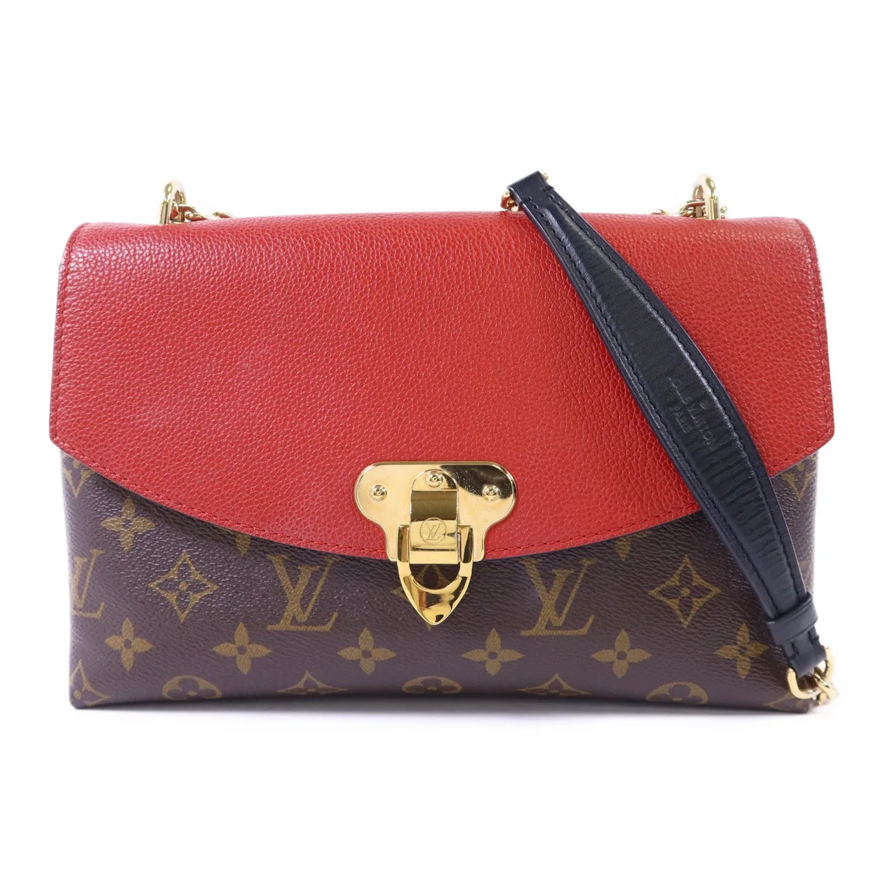 LOUIS VUITTON Saint Placide M43713 Shoulder Bag Coated Canvas 棕色 / 紅色