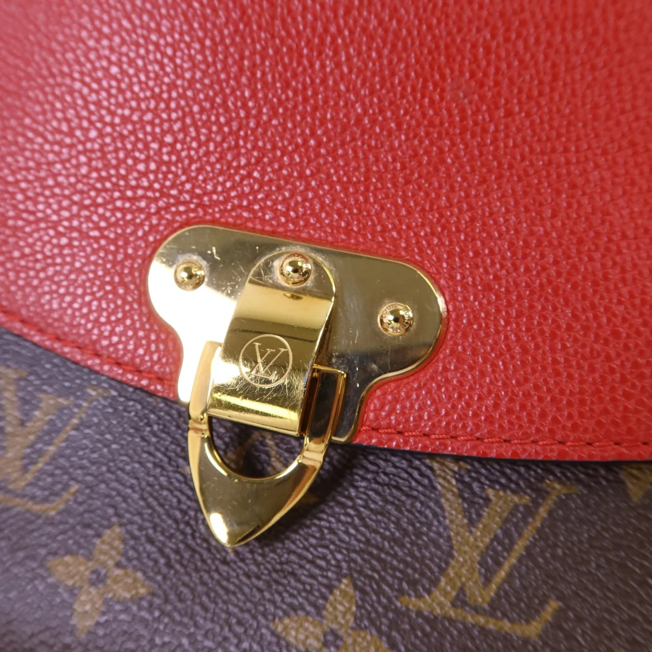 LOUIS VUITTON Saint Placide M43713 Shoulder Bag Coated Canvas 棕色 / 紅色 Coated Canvas Rank A - Thumbnail 13