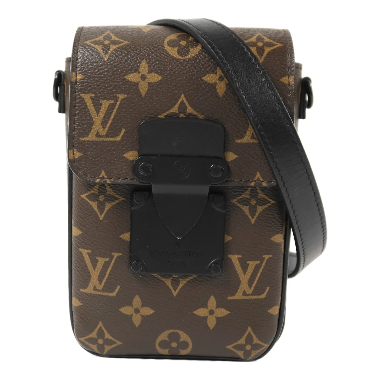 LOUIS VUITTON S-Lock M81522 肩背包 塗層帆布 棕色 / Brown/Black