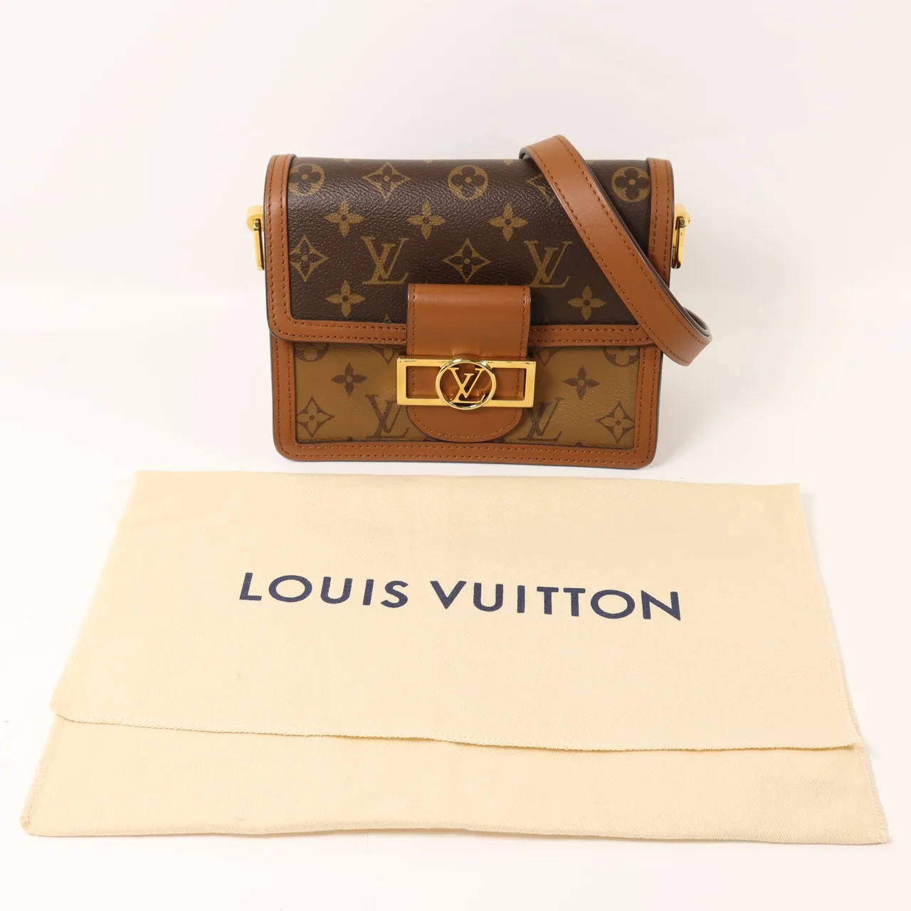 LOUIS VUITTON Mini Dauphine M44580 Shoulder Bag Coated Canvas 棕色 / Brown Coated Canvas Rank A - Thumbnail 9