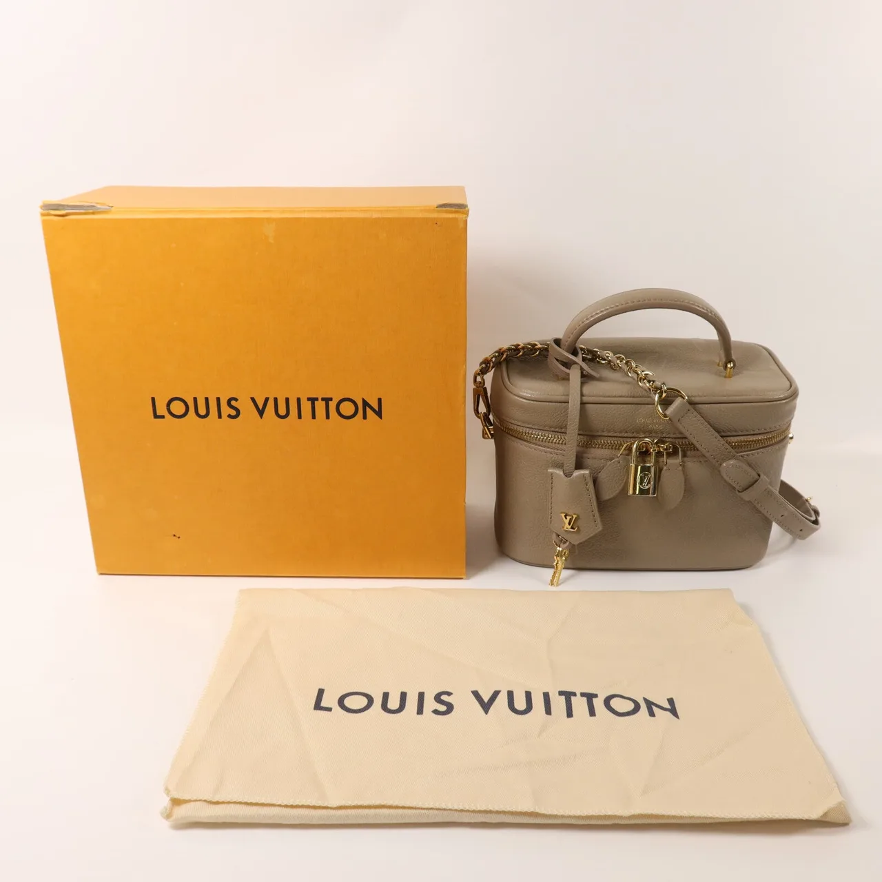 LOUIS VUITTON Vanity M45608 2-Way Bag Calfskin 米色 Calfskin Rank A - Thumbnail 9