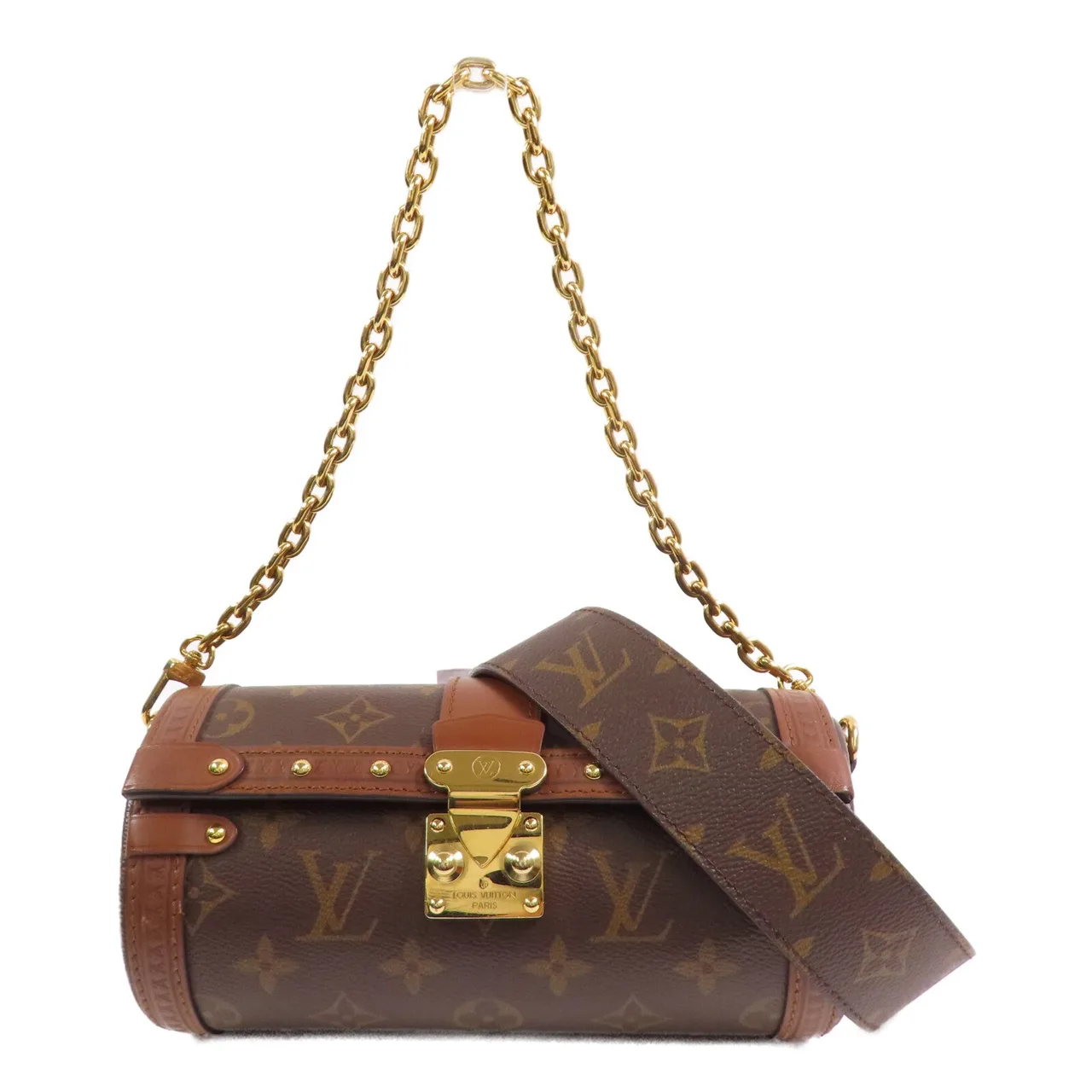 LOUIS VUITTON Papillon M57835 2-Way Bag Coated Canvas 棕色