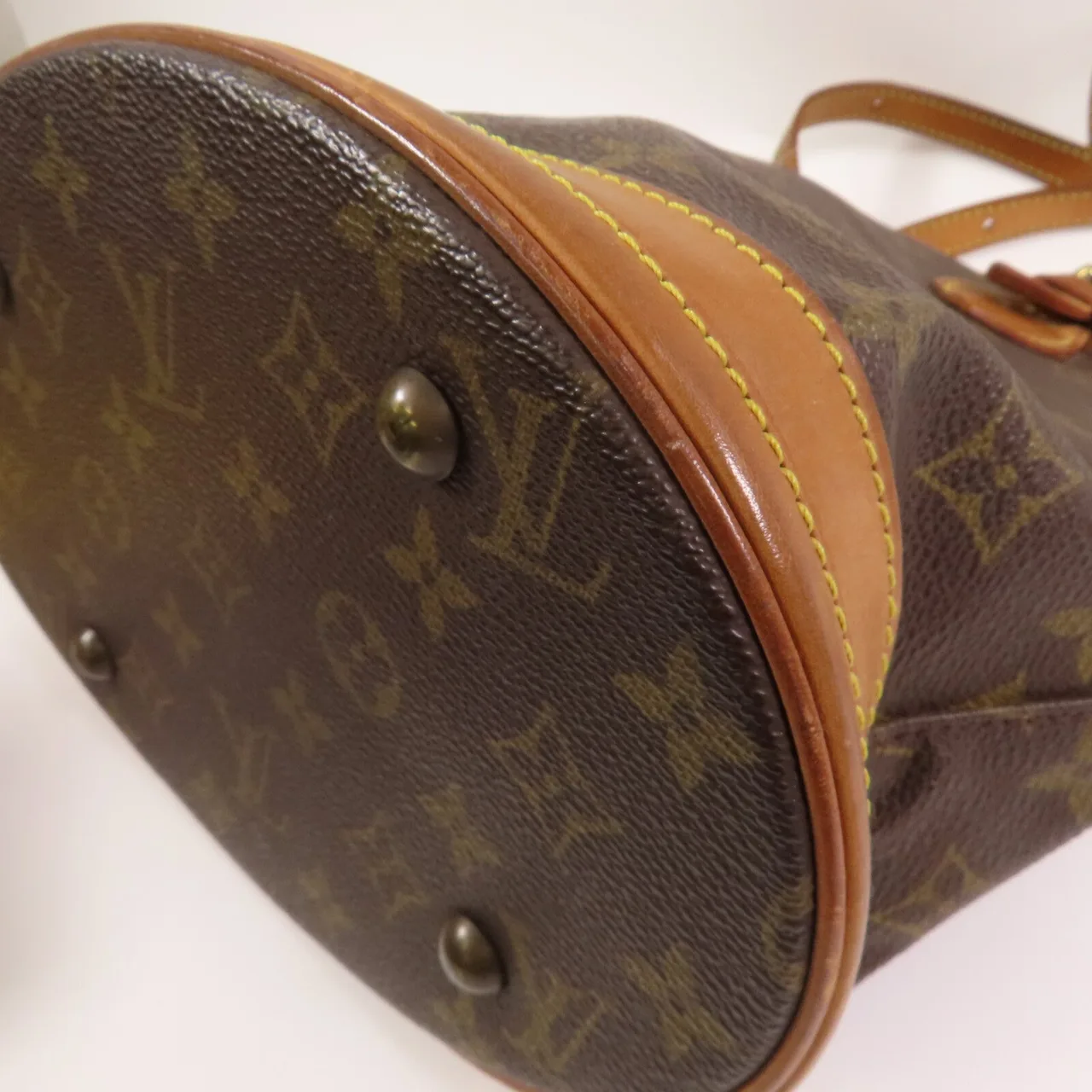 LOUIS VUITTON Petit Bucket M42238 Shoulder Bag Coated Canvas 棕色 Coated Canvas Rank C - Thumbnail 8