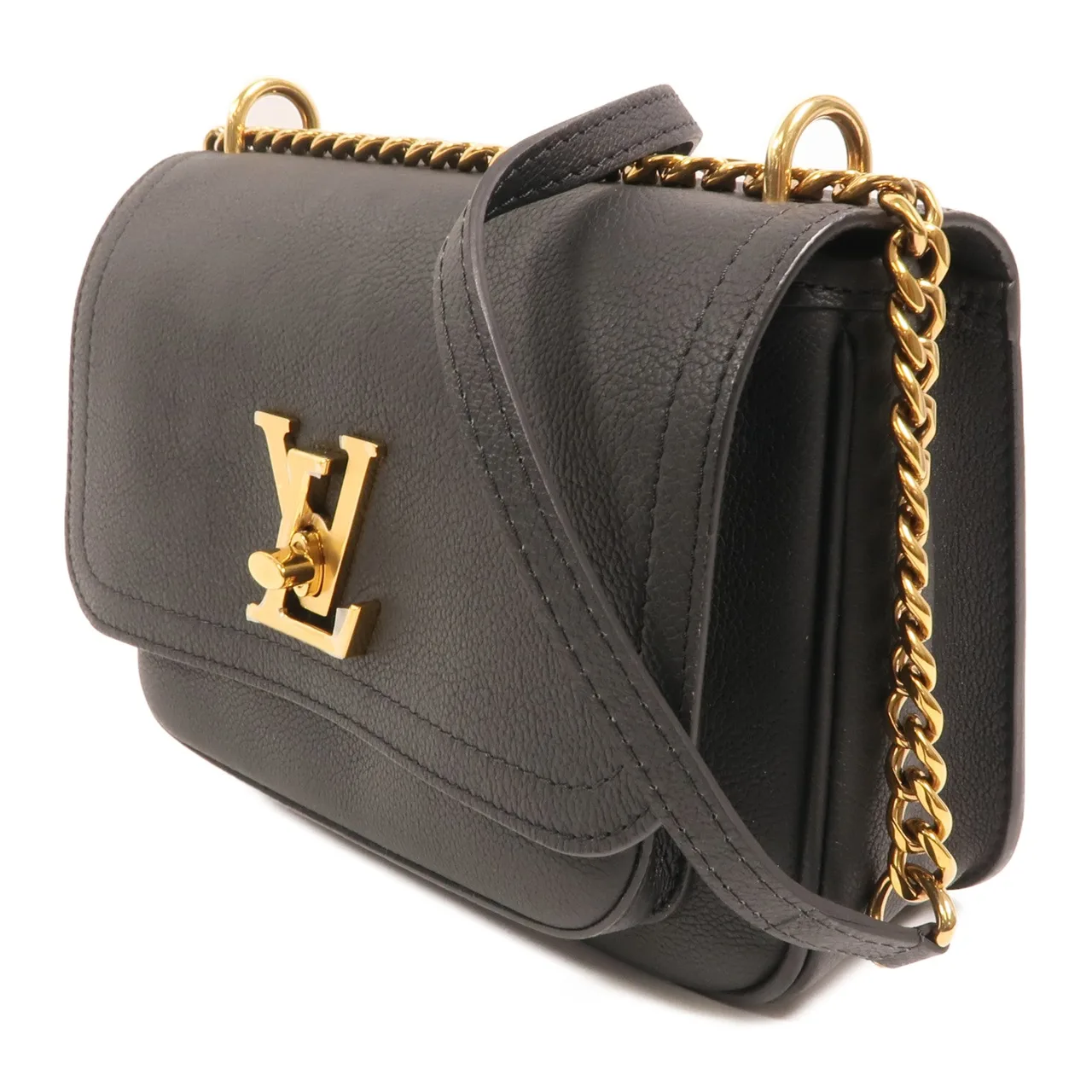 LOUIS VUITTON Lock Me M57073 肩背包 牛皮 黑色 / Black 牛皮 中古品A - 縮圖 3