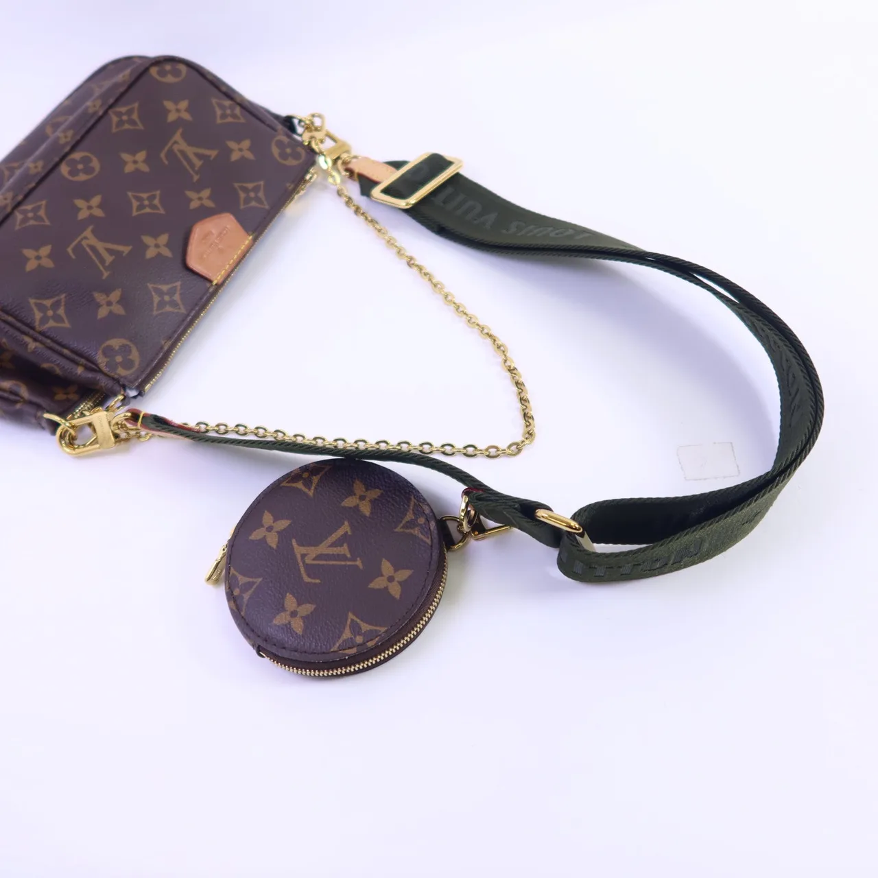 LOUIS VUITTON Multi Pochette M44813 兩用包 塗層帆布 棕色 / 綠色 塗層帆布 中古品B - 縮圖 5