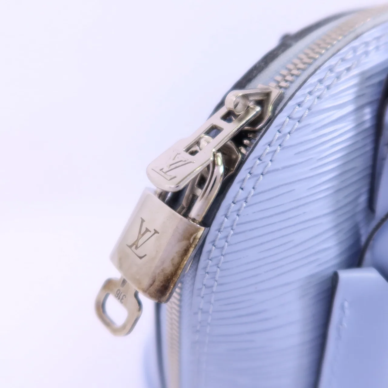 LOUIS VUITTON Alma M59345 兩用包 牛皮 藍色 牛皮 中古品B - 縮圖 10